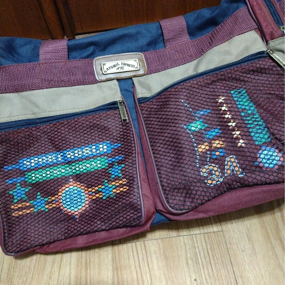 Vintage 90s Atomic Express Duffel Bag Travel Weekender Gym Retro Colors Large